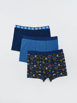 Bask?l? Erkek ?ocuk Boxer 3l?