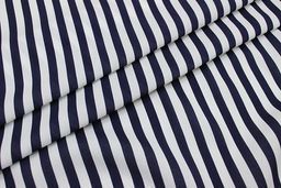 Штапель Чернильная полоска (10мм) на белом, ш.1.45м, вискоза-100%, 90гр/м.кв - Купава фото 5