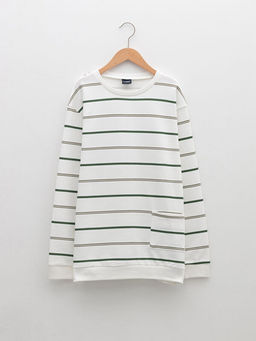 Bisiklet Yaka ?izgili Uzun Kollu Erkek ?ocuk Sweatshirt