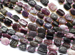 Бусины из турмалина галтовка 8*12мм, 39см, 29 бусин Радуга камня