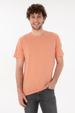 Erkek Regular Fit Bisiklet Yaka Somon Basic Ti__rt Sepette S_rpriz _ndirim