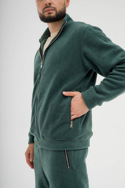 517 Костюм мужской на молнии, флис, темно-зеленый