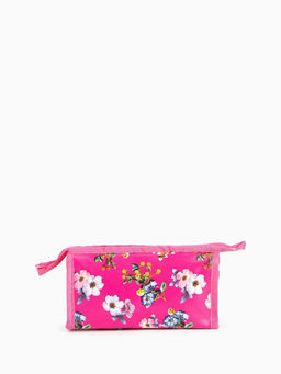 Косметичка на молнии, треугольная, маленькая, с рисунком, розовая