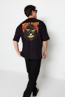 TRENDYOL MAN Siyah Oversize/Genis Kesim Uzay Bask?l? %100 Pamuklu T-Shirt TMNSS23TS00120 - Trendyolmilla фото 7