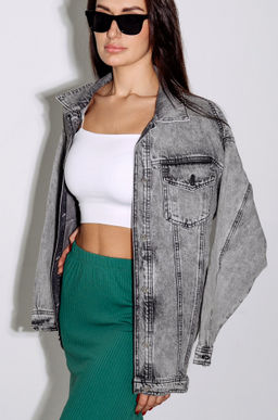 Женская удлиненная джинсовая куртка оверсайз Happyfox