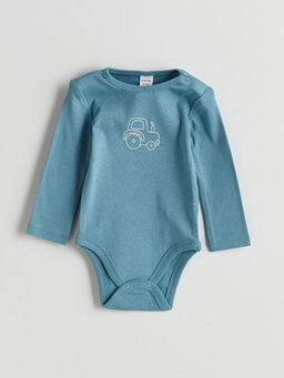 Bisiklet Yaka Bask?l? Erkek Bebek ??t??tl? Body 3l?