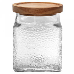 Банка стеклянная прижимная крышка Фреш 1,1л, 11х11см h14см, деревянная крышка с уплотнителем, д/горла - 9,5см, основание - 10,3х10,3см, цветная коробка (Китай) - Домашняя мода фото 3