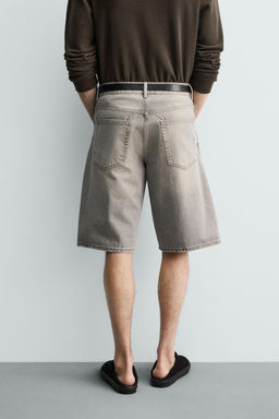 BERMUDA DENIM BAGGY FIT SALPICADURAS / Beige