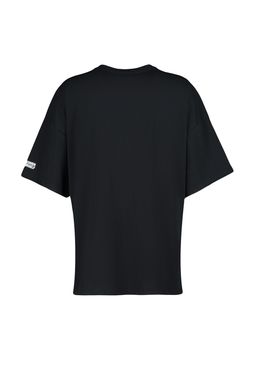 TRENDYOLMILLA Siyah %100 Pamuk Slogan Bask?l? Oversize/Genis Kal?p Bisiklet Yaka Orme T-Shirt TWOSS23TS00183 фото 14