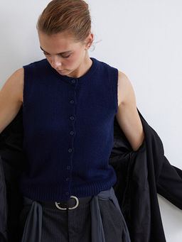 Bisiklet Yaka Kad?n Triko Yelek