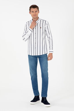 Мужская темно-синяя рубашка с длинным рукавом - U.s. polo assn фото 4