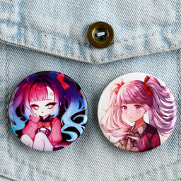 Цена за 10 шт. Значки закатные Аниме девочки, 38 мм, МИКС