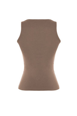 Vizon Pamuklu Halter Yaka Fitted/Vucuda Oturan Esnek Orme Atlet TWOSS23AL00069