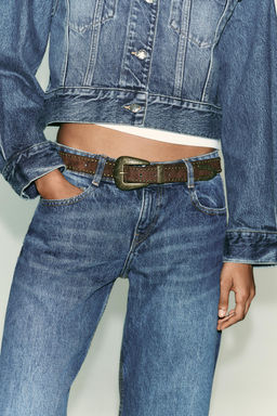 Z1975 WIDE-LEG LOW-RISE JEANS WITH BELT - Zara фото 7