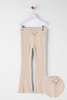 Mavi-Bej Pamuklu Yumusak Esnek 2li K?z Cocuk Duz Orme Tayt TKDAW26TA00005 - Trendyolmilla фото 4