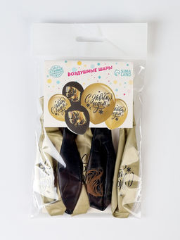 Воздушные шары латексные 12" «Новый год! Лошадка», 5 шт., хром