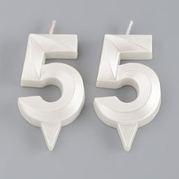 Свеча в торт юбилейная Грань (набор 2 в 1), цифра 55, жемчужный, 6,5 см - Страна карнавалия фото 3