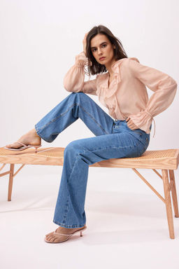 Buz Mavisi Yuksek Bel %100 Pamuk Wide Leg Jeans TWOSS26JE00204 - Trendyolmilla фото 5