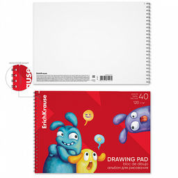 Цена за 4 шт. Альбом для рисования на спирали ErichKrause Jolly Friends, А4, 40 листов, микроперфорация  фото 2