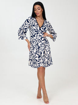 154 ЖЕНСКИЙ ХАЛАТ (Тёмно-синие цветы) - А-дина фото 2