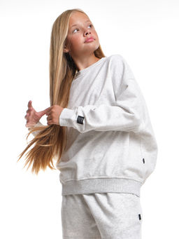 Свитшот для девочки 22-7633 св.серый - Mini maxi фото 19