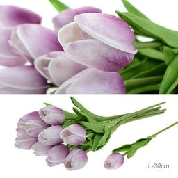 Цветок искусственный Тюльпан 30 см бело-фиолетовые / 1205 /уп 10/200/1200/ латэкс - Галеонтрейд фото 2