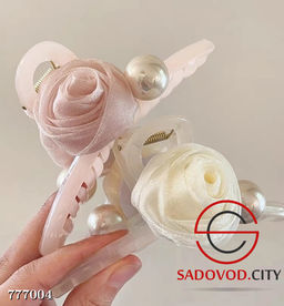 Заколка-краб с цветком и с жемчугом - Bruno фото 2