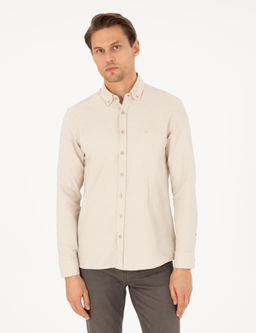 Bej Slim Fit Uzun Kollu G_mlek