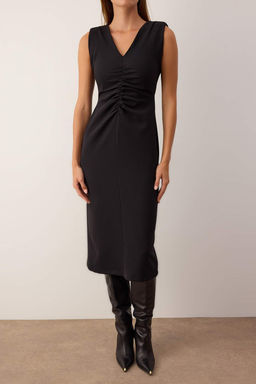 Siyah Duz Vucudu Saran Midi Dokuma Elbise TWOAW26EL00285 - Trendyolmilla фото 3