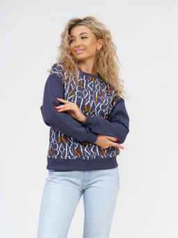 892 Свитшот "Серый/буквы/оранжевый"