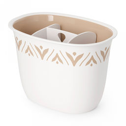 Подставка для столовых приборов пластмассовая "Эстетика" 19,5х13,5х13,5см, бело-бежевый (Россия)