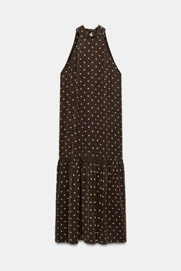 VESTIDO HALTER LUNARES ZW COLLECTION / Marr?n / Crudo - Zara фото 5