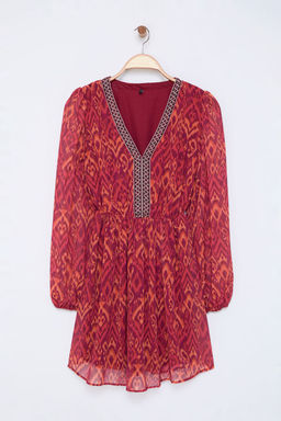 TRENDYOLMILLA Bordo Cicekli Mini Dokuma Elbise TWOAW25EL00182 фото 11