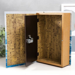 Шкатулка книга - сейф Парусники. Масло. Золото, дерево и искусственная кожа, с замком, 27?18?7 см