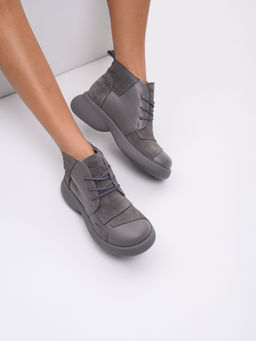 Ботинки EDART 305.927gr. Серый замок замша+серый игуана+серый/мех фото 11