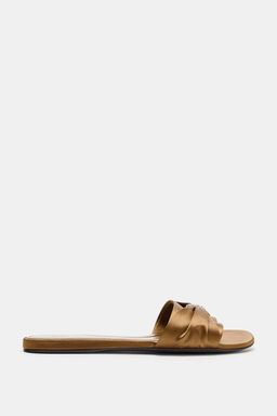 SANDALIA PLANA EFECTO SATINADO / Bronce - Zara фото 3