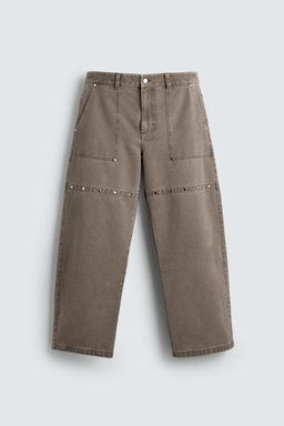 LIMITED EDITION RELAXED FIT TROUSERS WITH STUDS - Zara фото 8
