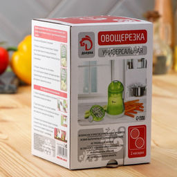 Овощерезка Доляна, 2 сменные насадки, съёмный пушер, 10.6×10.6×16.6 см, зелёная, белая