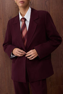 Ozel Koleksiyon Murdum Cizgili Astarl? Normal Kal?p Yumusak Kumas Blazer Ceket TWOAW26BC00057 - Trendyolmilla фото 3