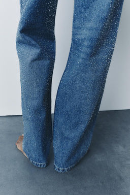 ZW COLLECTION MID-RISE JEANS WITH RHINESTONES - Zara фото 2