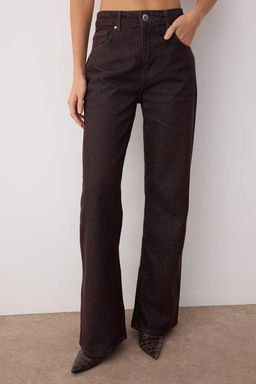 Kahverengi Yuksek Bel Genis Paca Wide Leg Jeans TWOAW26JE00119 - Trendyolmilla фото 3