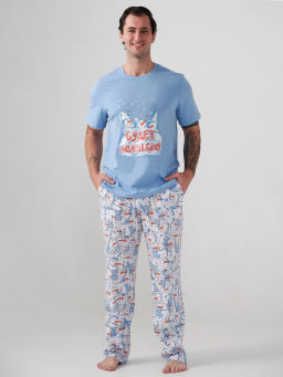 Пижама парная мужская 100% хлопок Снеговик - Оптима фото 4