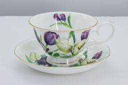 Пара чайная, 2 перс, 4 пр, 180 мл, белая, с золотистым кантом, Тюльпаны, Summer garden - Anna lafarg фото 2