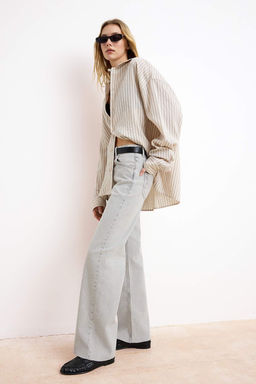 Gri Normal Bel Az Esnek Wide Leg Uzun Boy Jeans TWOSS26JE00119