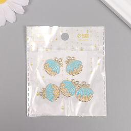 Цена за 5 шт. Декор для творчества металл, стразы «Ракушка», золото, 2.1×1.8×0.3 см