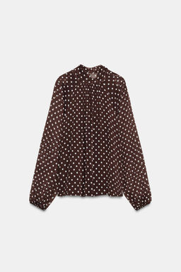POLKA DOT BLOUSE WITH BOW - Zara фото 8