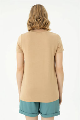 Женская базовая футболка цвета Camel - U.s. polo assn фото 5