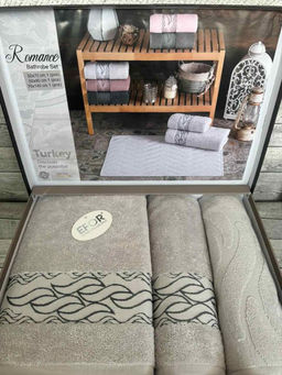 Набор полотенец EFOR из 3-х предметов (50*70;50*90;70*140) ROMANCE светло-серый (a.gri)