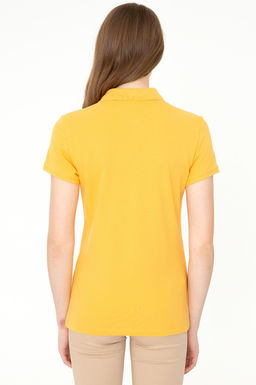 Женская желтая базовая футболка с воротником-поло Неожиданная скидка в корзине - U.s. polo assn фото 4