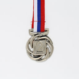 Медаль призовая «2 место» серебро, d=4 см, с лентой